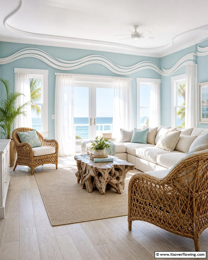 Coastal Inspired Wave Molding - 30 Wall Molding Ideas to Elevate Your Interior Design