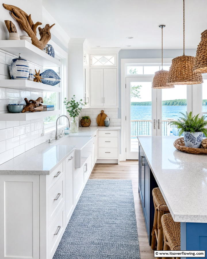 Coastal Kitchen Accents - 21 Lake House Decorating Ideas for Serene Waterfront Vibes