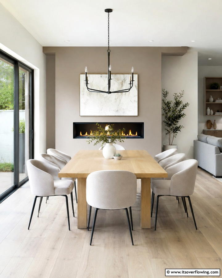 Coastal Light Serenity - 30 Cozy Dining Room Fireplace Design Ideas & Tips