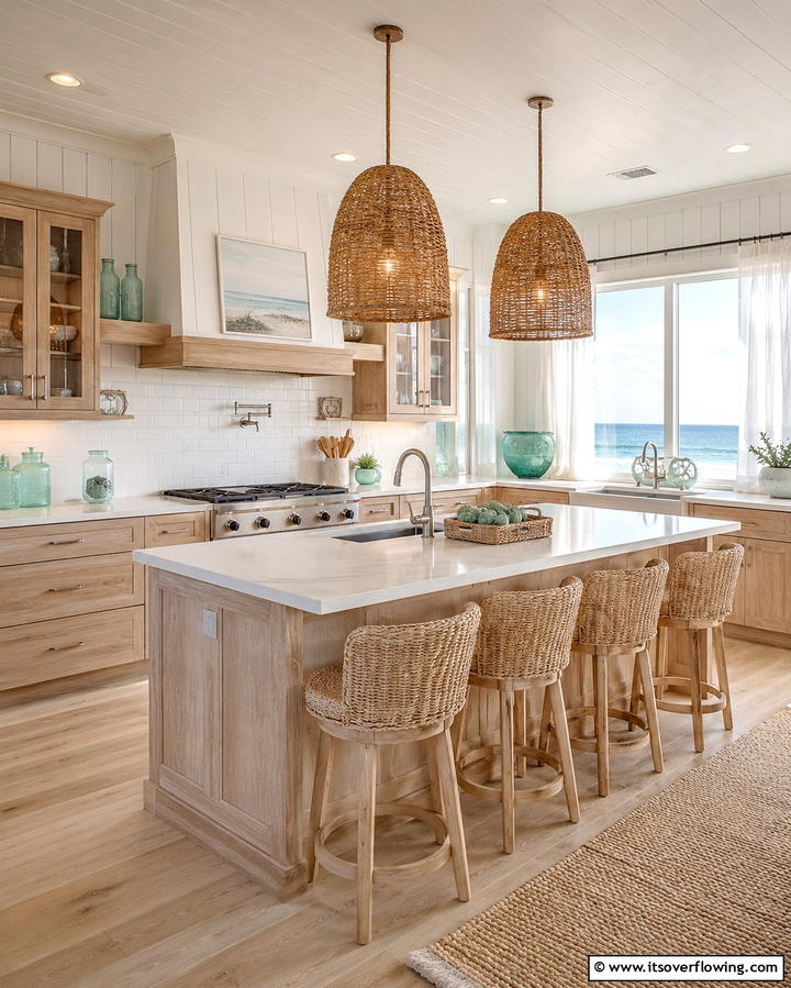 Coastal Light and Airy - 30 Kitchens with Light Wood Cabinets- Warm & Airy Designs