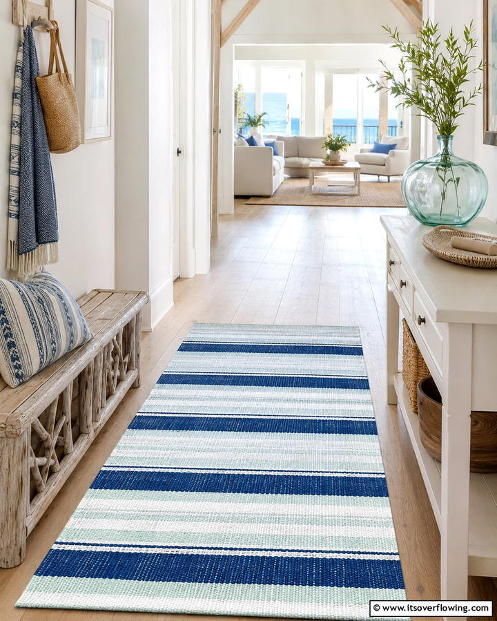 Coastal Nautical Freshness - 30 Welcoming Entryway Rug Designs to Elevate First Impressions