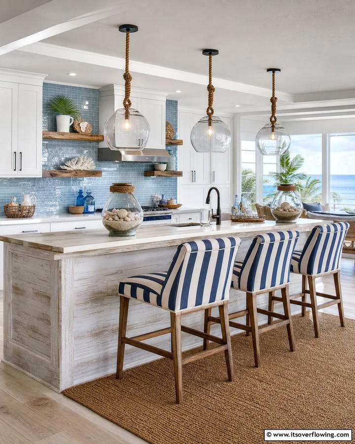 Coastal Nautical Kitchen Bar - 30 Kitchen Bar Ideas for Casual Dining and Socializing