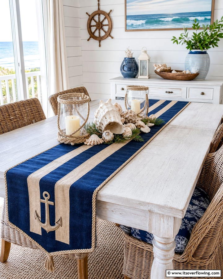 Coastal Nautical Table Runner - 21 Unique Table Runner Ideas to Enhance Your Dining Experience