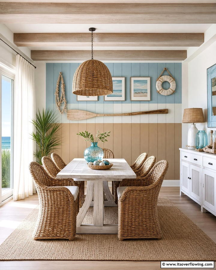 Coastal Nautical Themes - 30 Dining Room Accent Wall Ideas for Bold Style