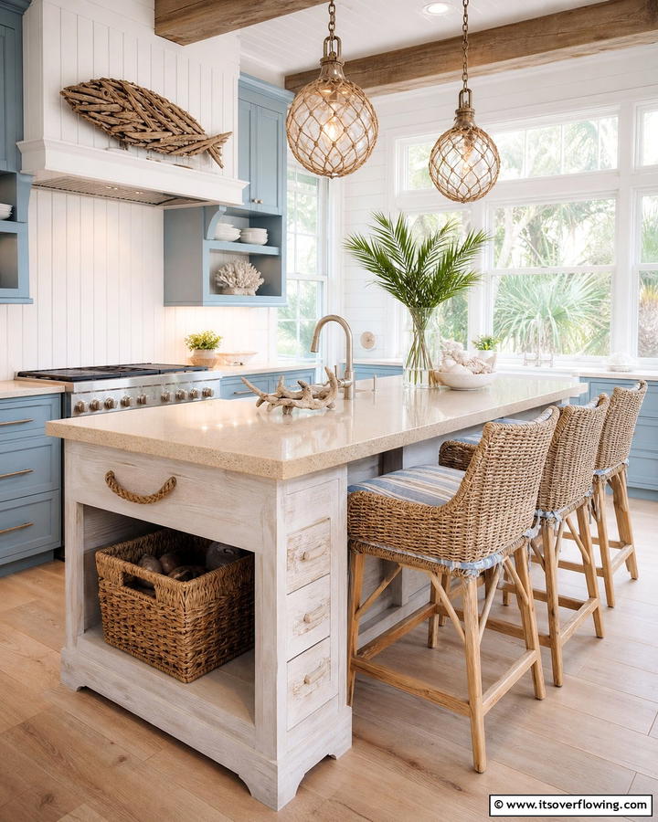 Coastal Retreat Style - 30 Kitchen Island Decor Ideas for Stylish Functionality