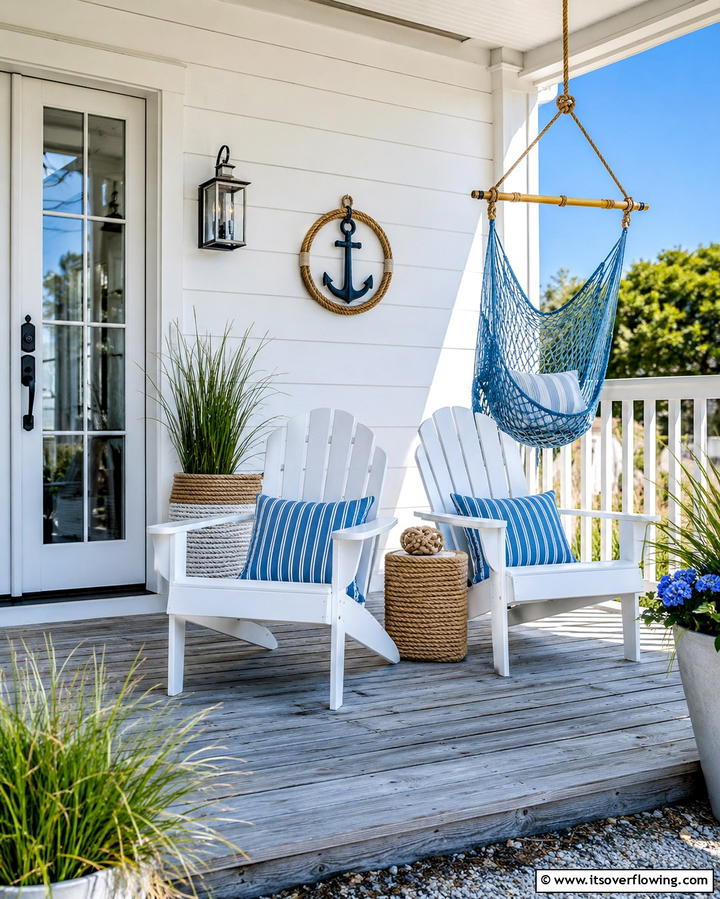 Coastal Retreat Vibes - 25 Front Porch Deck Ideas for a Stunning Entryway