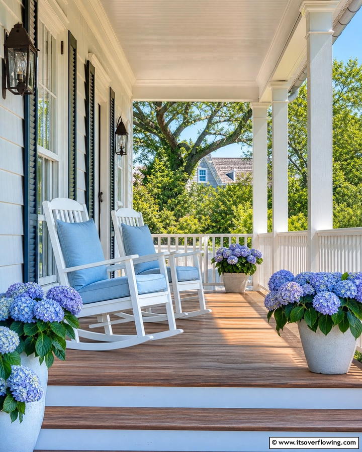 Coastal Rocking Chairs - 20 Small Cape Cod Front Porch Ideas for Charm