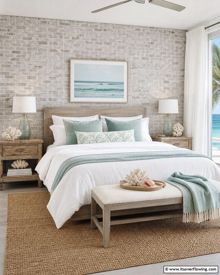 Coastal Serenity with Light Gray Brick Wallpaper - 25 Brick Wallpaper Ideas to Transform Your Interior Spaces