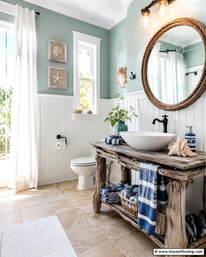 Coastal Themed Beadboard - 25 Charming Beadboard Bathroom Ideas for a Classic Look