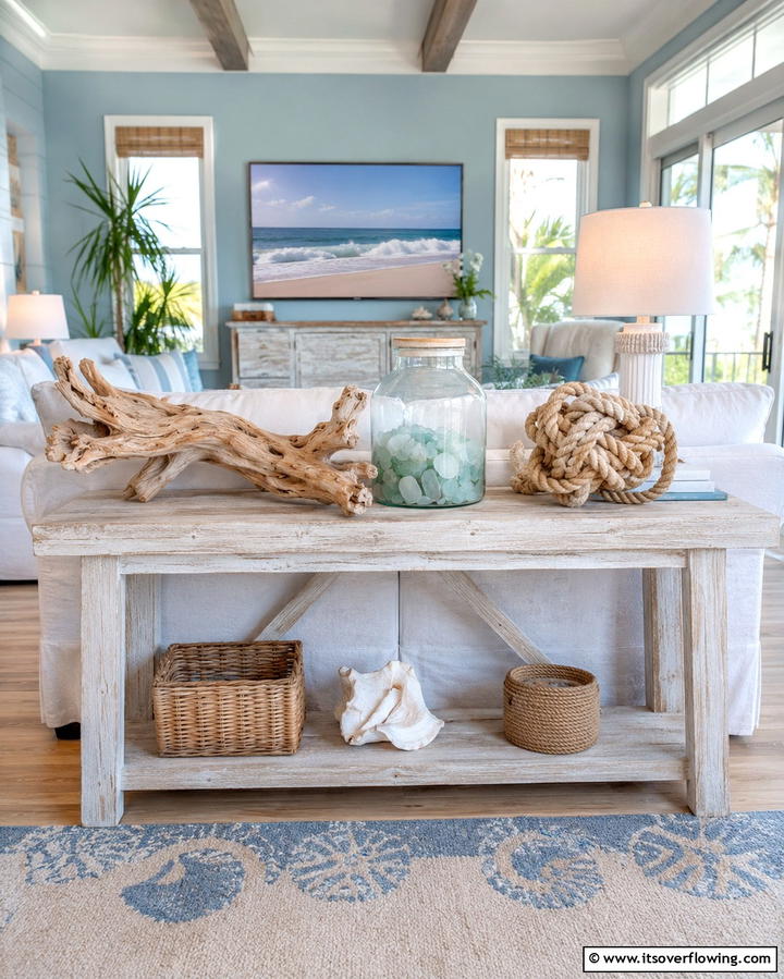 Coastal Themed Decor - 25 Sofa Table Decor Ideas to Elevate Your Space