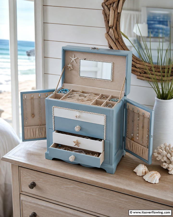 Coastal Themed Jewelry Chest - 30 Innovative Jewelry Storage Ideas for Organized Accessories
