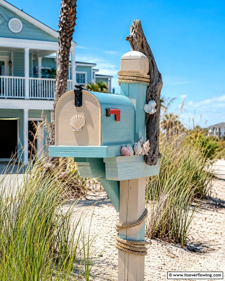 Coastal Themed Mailbox PostOne - 25 Unique Mailbox Post Ideas to Boost Curb Appeal