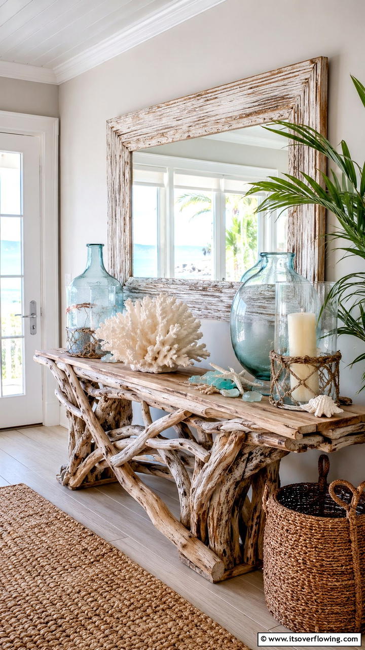 Coastal Vibes - 30 Console Table Decor Ideas- Elevate Entryways and Halls