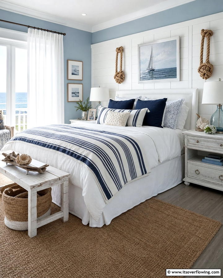 Coastal Vibes with Blue and White - 25 Bedroom Painting Ideas With Two Colors for Impact