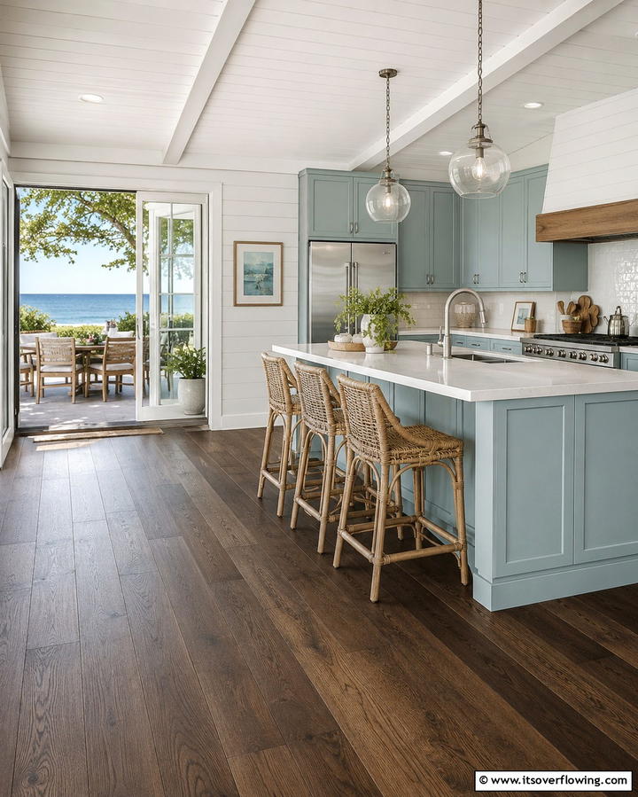 Coastal Vibes with Dark Wood Floors - 25 Kitchen With Dark Wood Floors Ideas for Elegance