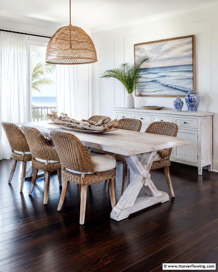 Coastal Vibes with Deep Floors - 25 Dark Wood Floor Dining Room Ideas for a Classic Look