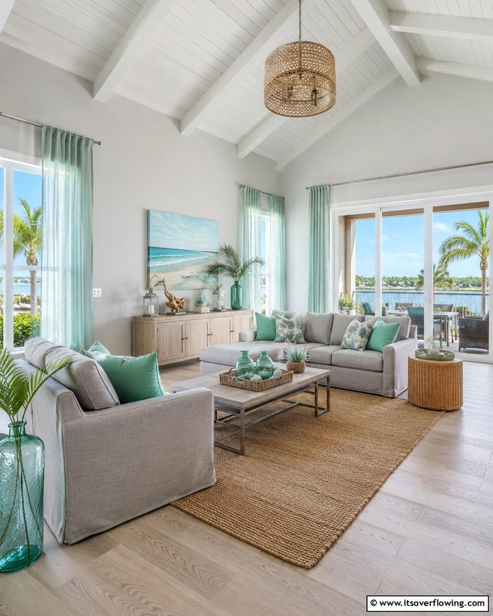 Coastal Vibes with Green and Grey - 25 Green and Grey Living Room Ideas for Modern Homes