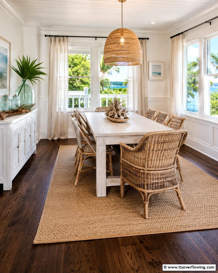Coastal Vibes with Light Furniture - 25 Dark Wood Floor Dining Room Ideas for a Classic Look