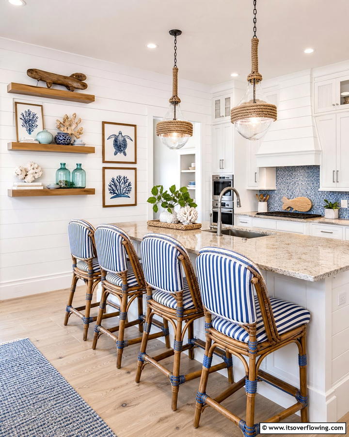 Coastal Vibes with Nautical Accents - 25 Blue and White Kitchen Ideas for a Fresh and Timeless Look