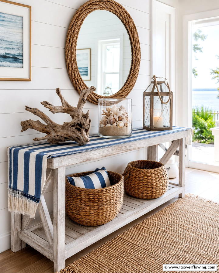 Coastal Vibes with Nautical Decor - 25 Entryway Table Decor Ideas to Welcome Guests in Style