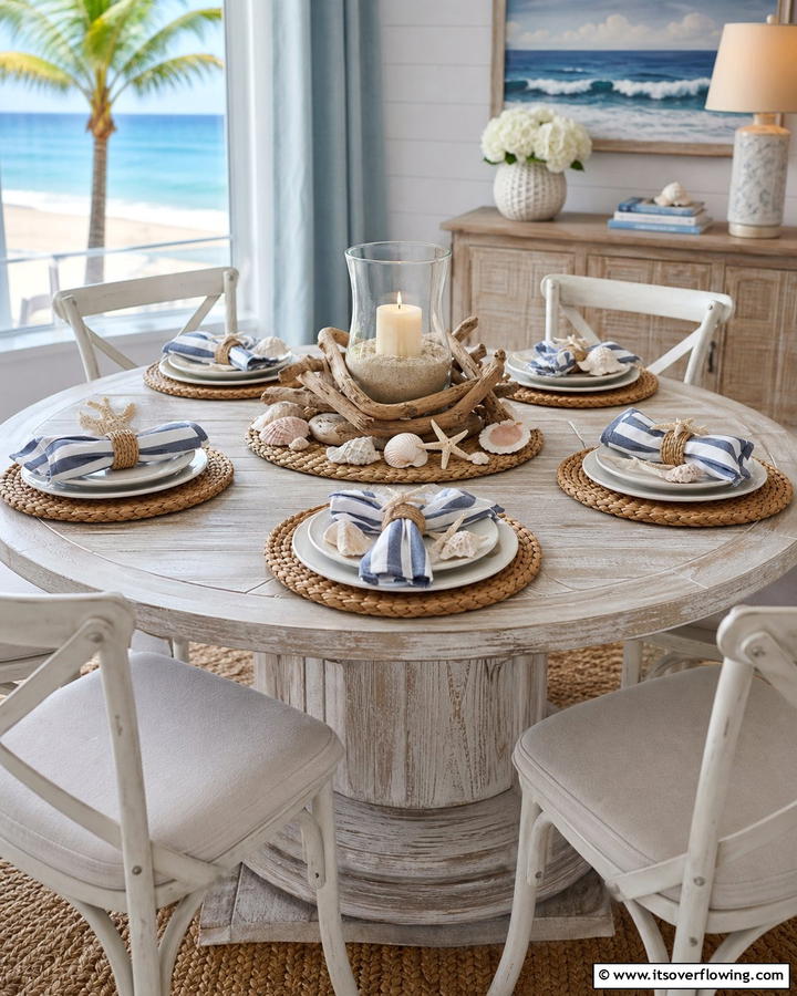 Coastal Vibes with Nautical Elements - 20 Round Table Decor Ideas for Stylish Dining Spaces