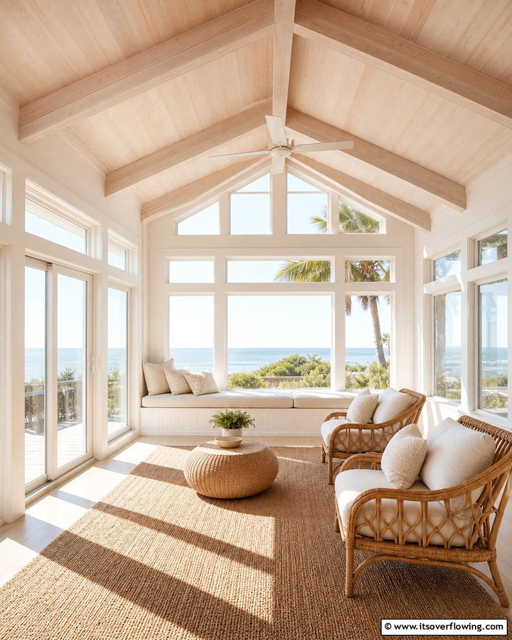 Coastal Vibes with Whitewashed Plywood - 25 Plywood Ceiling Ideas for a Rustic Look