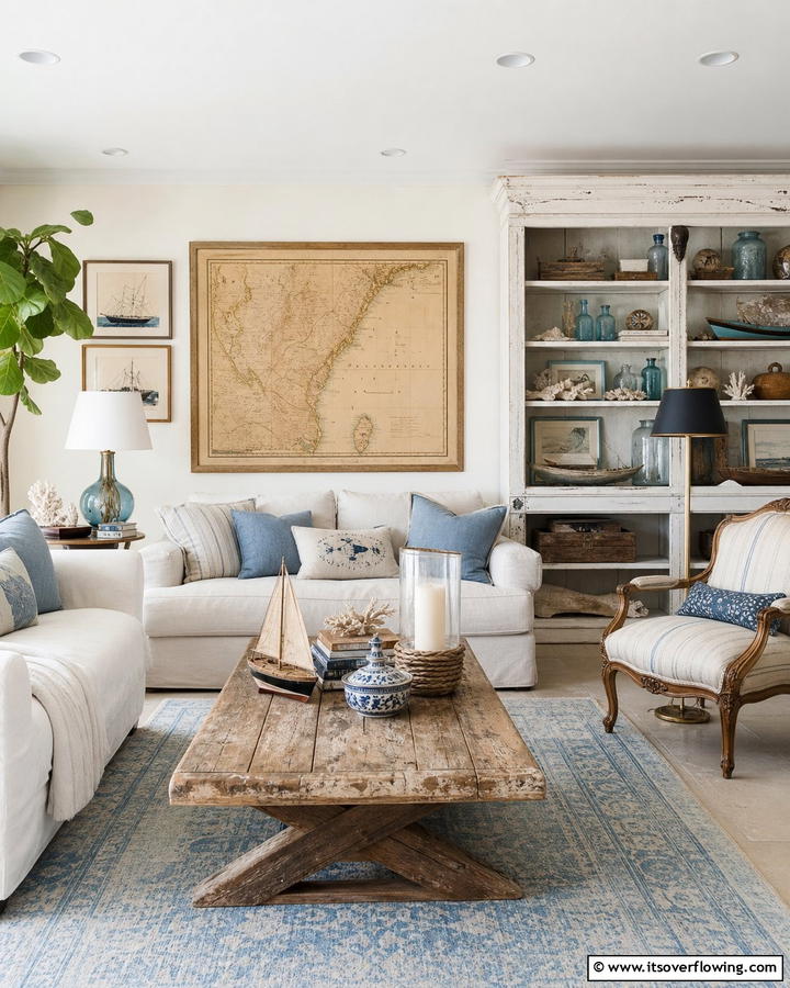 Coastal Vintage Fusion - 21 Coastal Living Room Ideas with Nautical Accents
