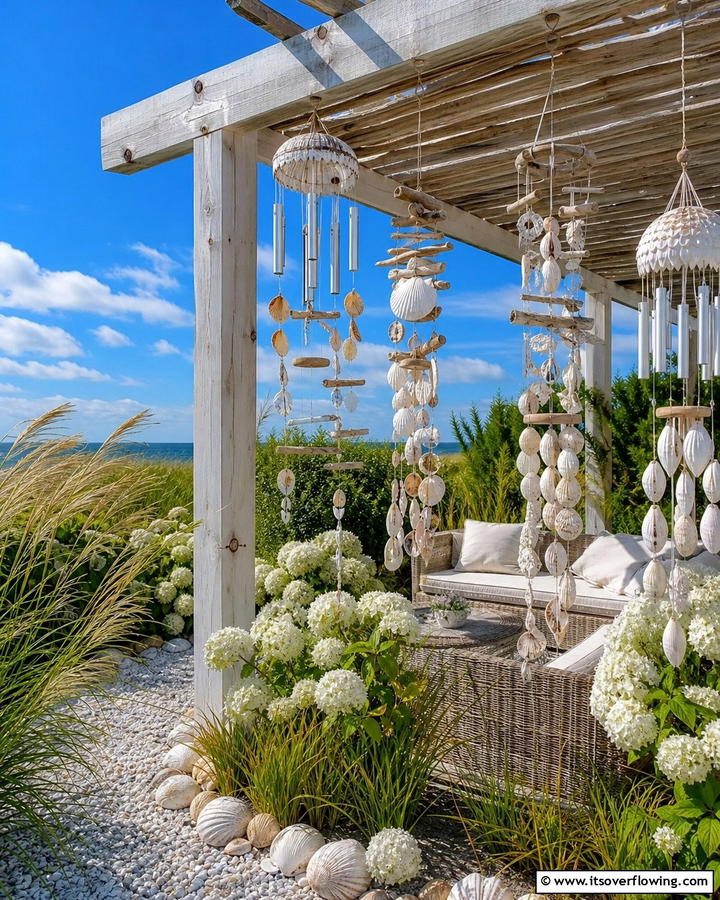 Coastal Wind Chimes - 20 Coastal Garden Ideas to Bring the Beach Home