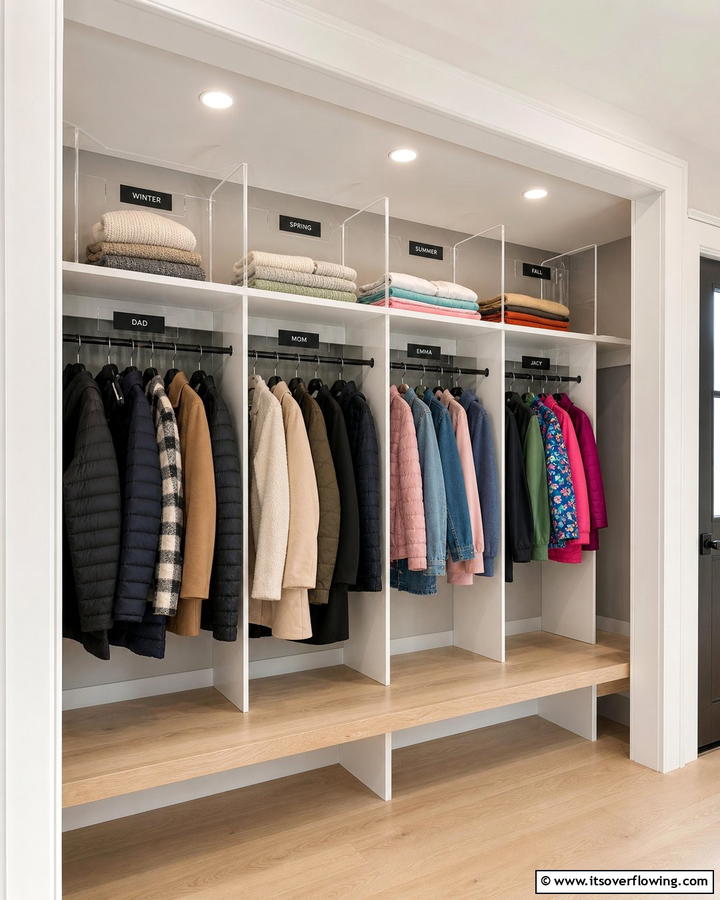 Coat Closet Dividers for Custom Sections - 20 Coat Closet Ideas for Organized Entryways