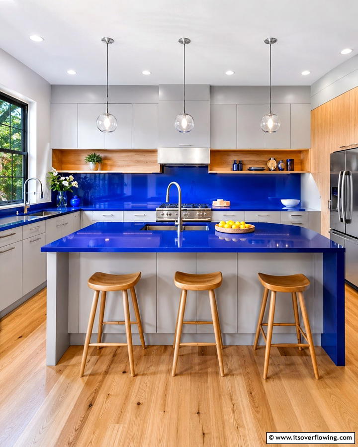 Cobalt Blue Countertops for a Bold Statement - 30 Blue Countertop Kitchen Ideas for Bold Statement Spaces