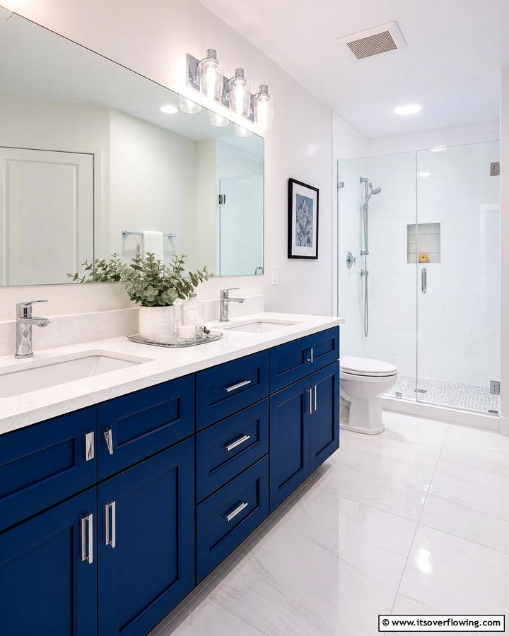 Cobalt Blue Vanity with White Countertop - 25 Stunning Blue Bathroom Vanity Ideas
