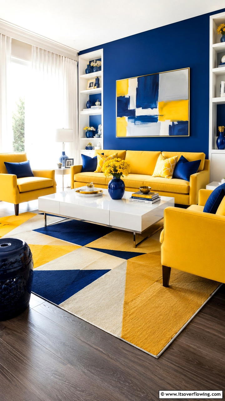 Cobalt Blue and Sunlit Yellow - 21 Two Colour Combinations for a Vibrant Living Room
