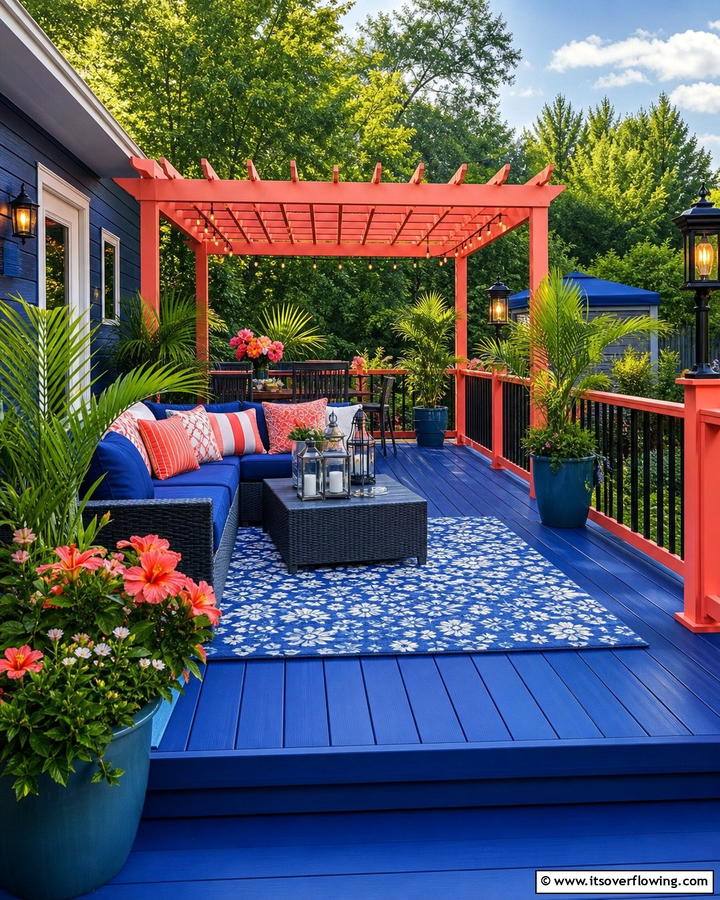 Cobalt and Coral Vibe - 30 Two-Tone Deck Color Schemes for Dynamic Outdoor Spaces
