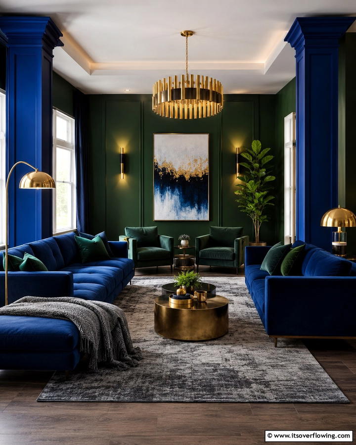 Cobalt and Forest Fusion - 30 Refreshing Blue and Green Color Combos for Home Decor
