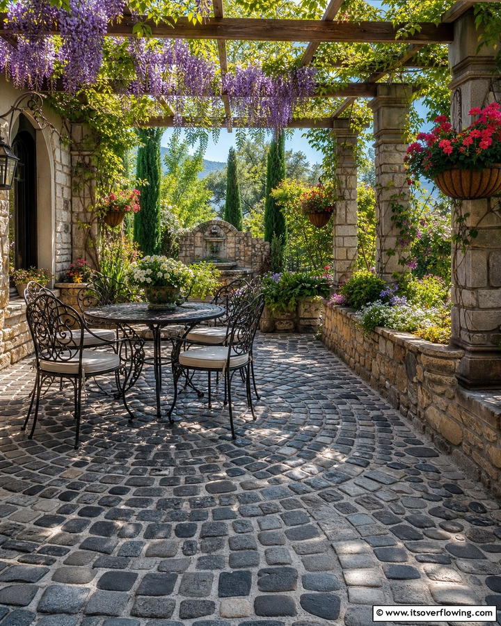 Cobblestone Appeal - 20 Pergola Flooring Ideas to Enhance Your Outdoor Space