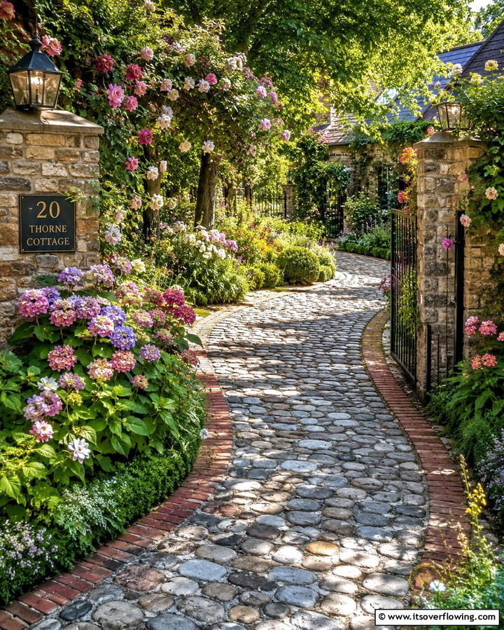 Cobblestone Curved Walkways - 25 Curved Walkway Ideas for a Charming Garden Path