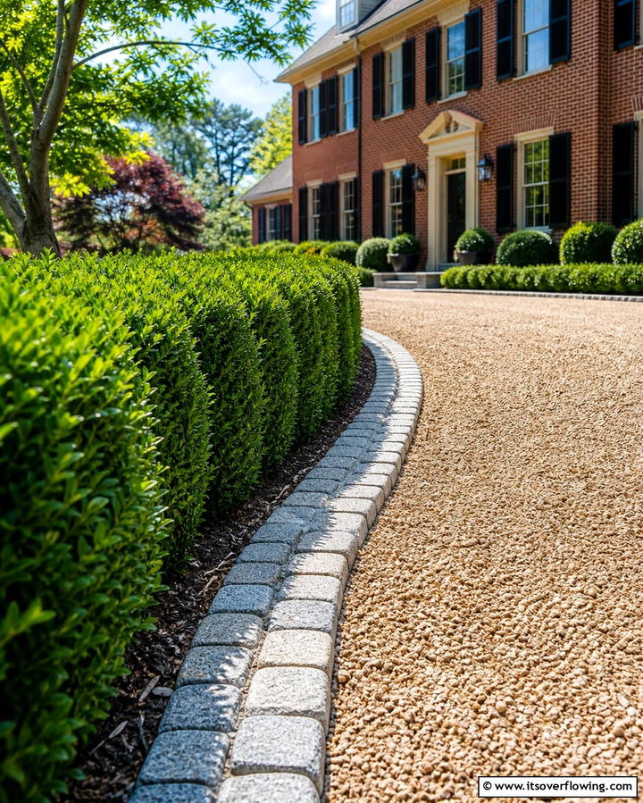 Cobblestone Edging for Timeless Elegance - 25 Gravel Driveway Edging Ideas for a Polished Look