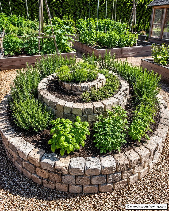 Cobblestone Herb Spiral - 25 Vintage Garden Ideas for a Timeless Outdoor Space