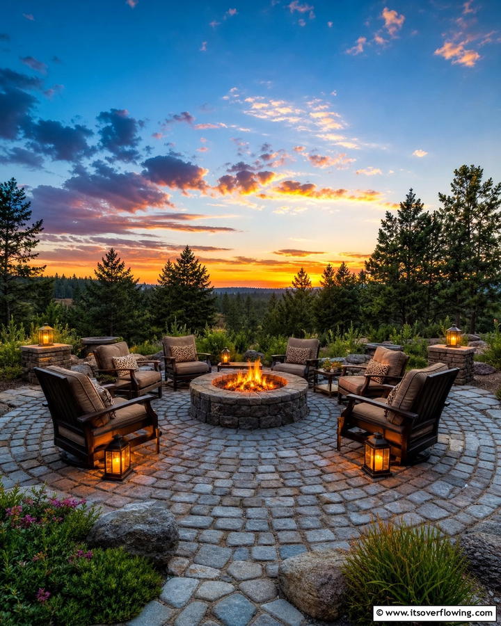 Cobblestone Patio with Fire Pit - 20 Cobblestone Patio Ideas for a Rustic Outdoor Space