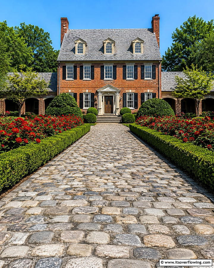Cobblestone Walkway - 25 Front Walkway Ideas to Enhance Your Home’s Curb Appeal