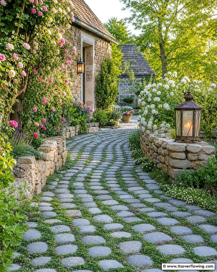 Cobblestone Walkway - 20 Farmhouse Walkway Ideas for a Rustic Charm