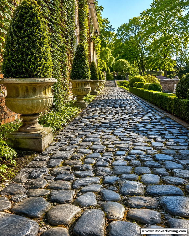 Cobblestone Walkways for an Old World Charm - 25 Paver Walkway Ideas to Enhance Your Outdoor Space