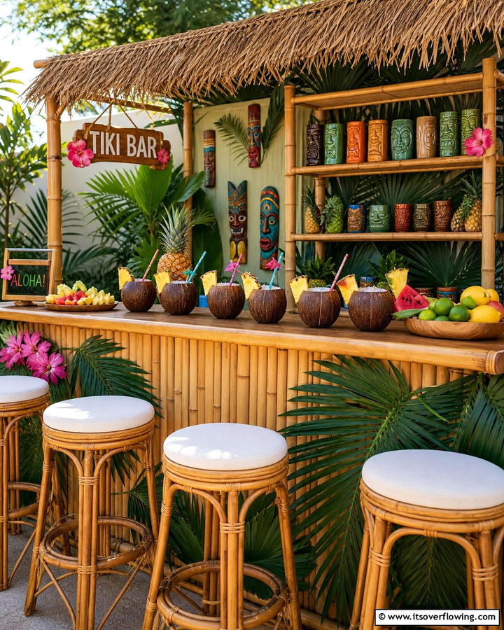 Coconut Cups for Themed Drinkware - 20 Tiki Bar Ideas for a Tropical Backyard Oasis