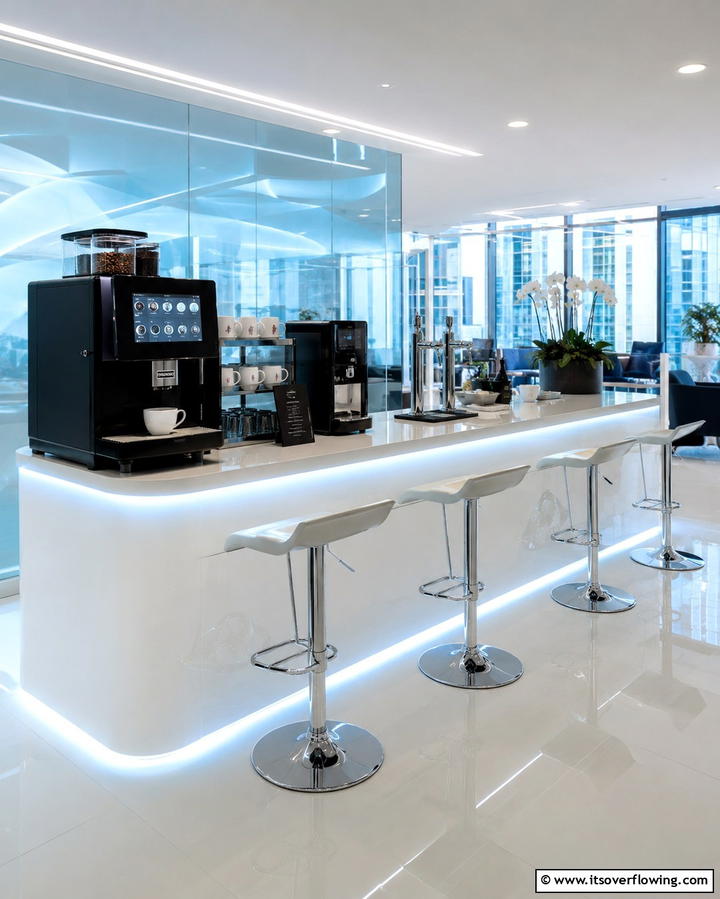 Coffee Bar with Smart Appliances - 25 Office Coffee Station Ideas to Boost Your Productivity
