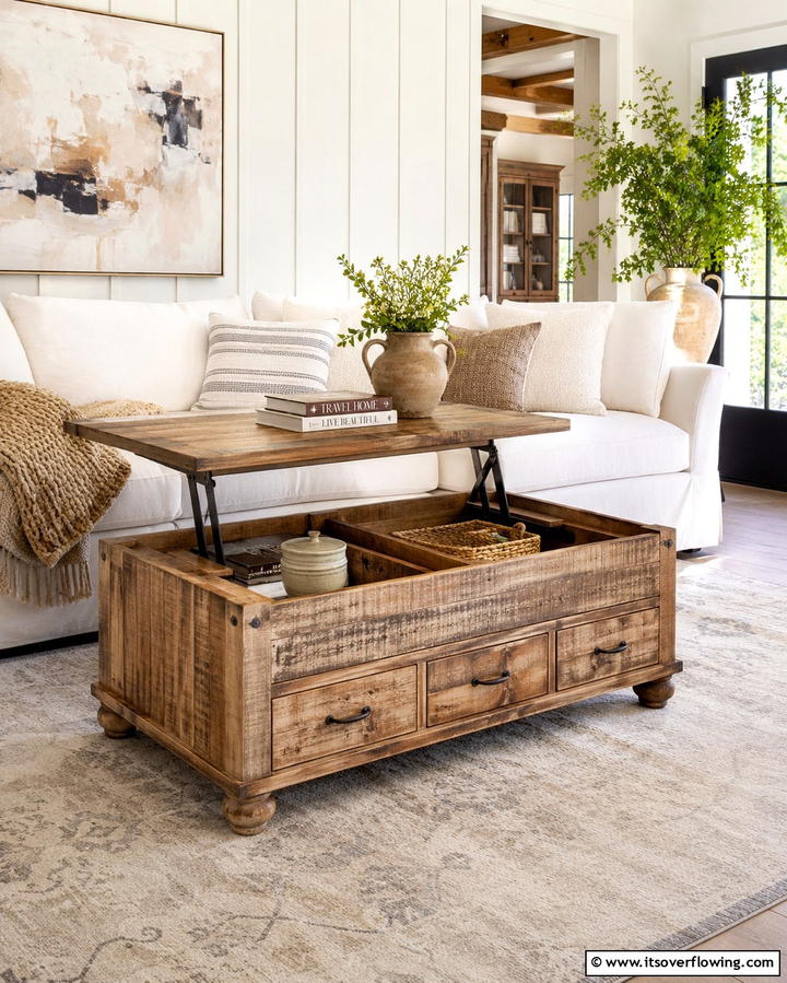 Coffee Table with Storage - 30 Living Room Furniture Layout Ideas for Optimal Flow