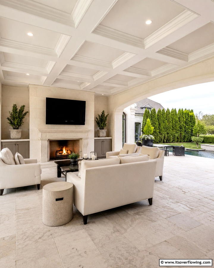 Coffered Ceiling Design - 25 Patio Ceiling Ideas for Stylish Outdoor Spaces