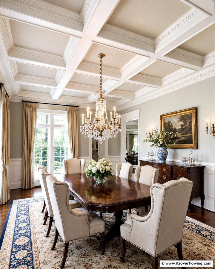 Coffered Ceiling with Crown Molding - 25 Elegant Coffered Ceiling Ideas for Any Room