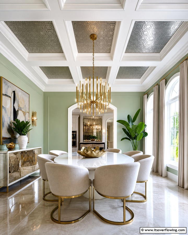 Coffered Ceiling with Wallpaper InsertsOne - 25 Elegant Coffered Ceiling Ideas for Any Room