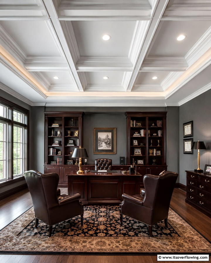 Coffered Tray Ceiling - 25 Tray Ceiling Ideas to Elevate Your Room’s Design
