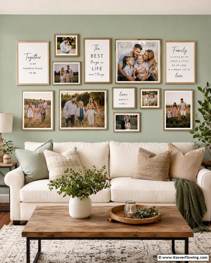 Collage with Quotes - 30 Family Photo Wall Ideas to Display Memories